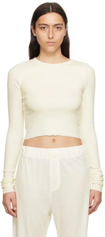 Éterne Off-white Cropped Long Sleeve T-shirt In Ivory