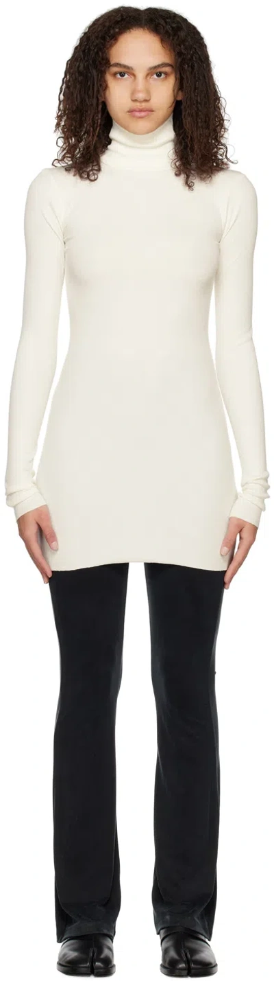 Éterne Off-white Long Sleeve Minidress In Cream