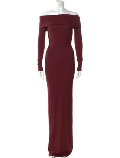 Pre-owned Éterne Off-the-shoulder Long Dress In Burgundy