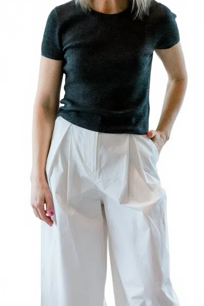 Éterne Rib Stitch Baby Cashmere Tee In Heather Charcoal In Blue