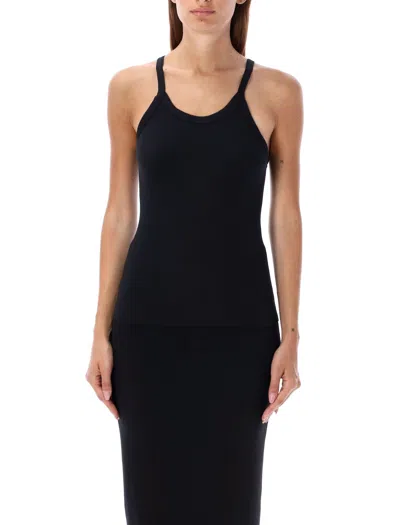 Éterne Ribbed Fitted Racerback Tank Top In Black