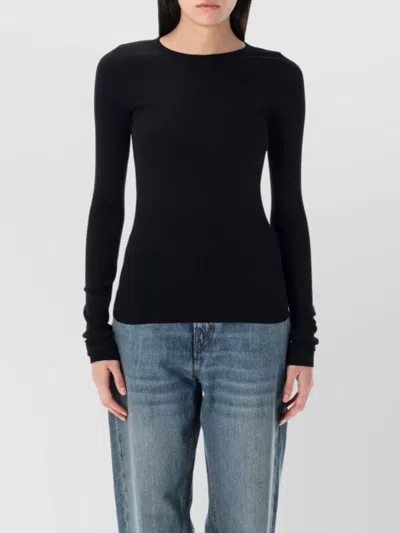 Éterne Long-sleeve Fitted Crewneck Top In Black