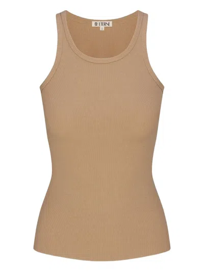 Éterne Ribbed High-neck Tank Top In Brown