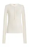 Éterne Ribbed Jersey Henley Top In Neutral