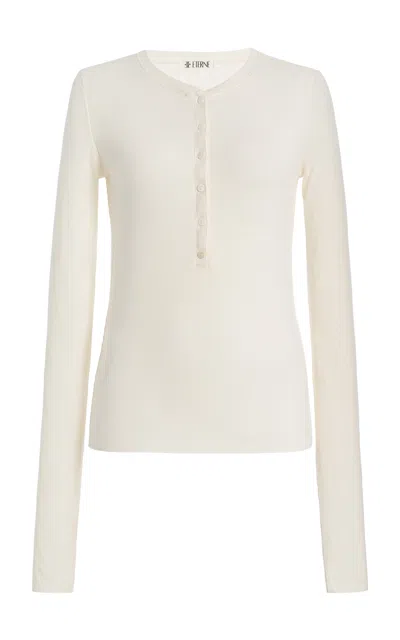 Éterne Ribbed Jersey Henley Top In Neutral
