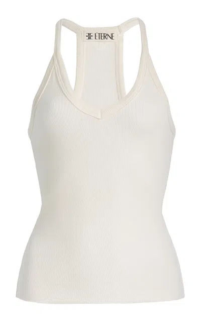 Éterne Ribbed Jersey Racerback Tank Top In White