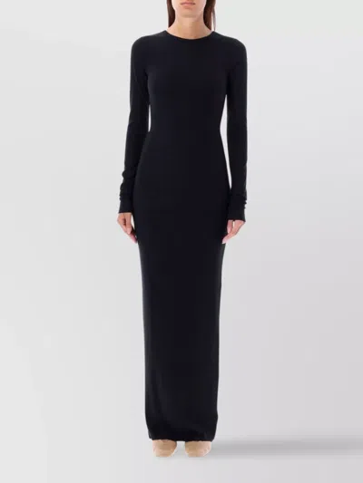 Éterne Long Sleeve Crewneck Maxi Dress In Black