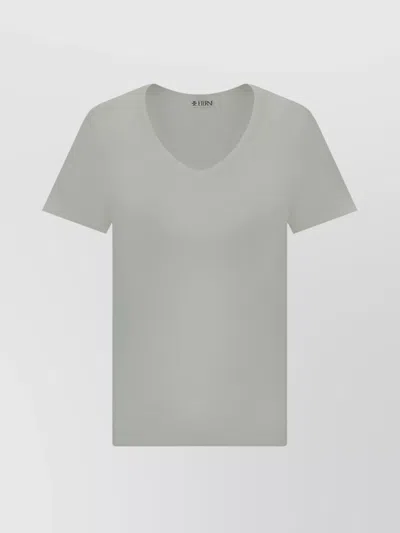 Éterne Ribbed V-neck Cotton T-shirt In Neutral