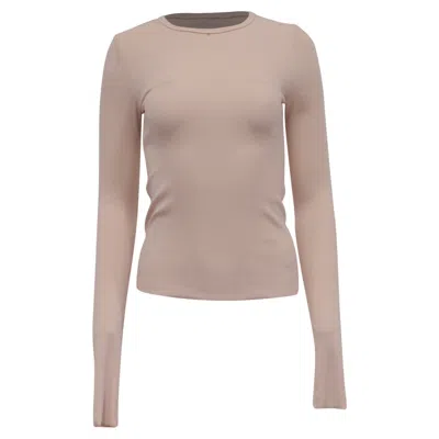Pre-owned Éterne Ribbed-knit Long Sleeve Top In Light Pink Cotton