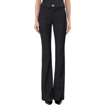 Éterne Eterne Royce Pinstriped Low Rise Full Length Pants In Black