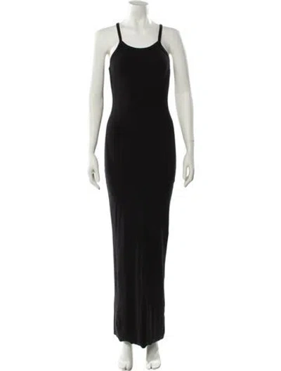 Pre-owned Éterne Scoop Neck Long Dress In Black