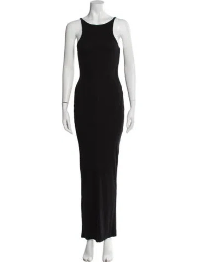 Pre-owned Éterne Scoop Neck Long Dress In Black