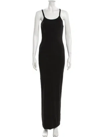 Pre-owned Éterne Scoop Neck Long Dress In Black