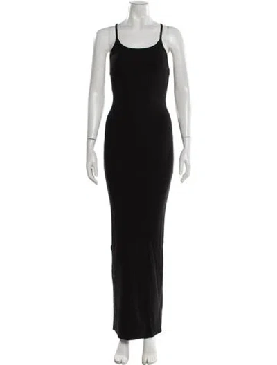 Pre-owned Éterne Scoop Neck Long Dress In Black