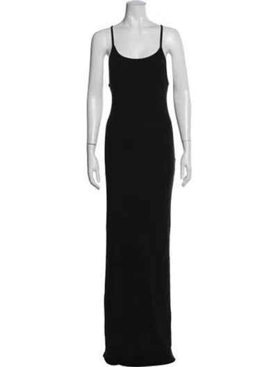 Pre-owned Éterne Scoop Neck Long Dress In Black