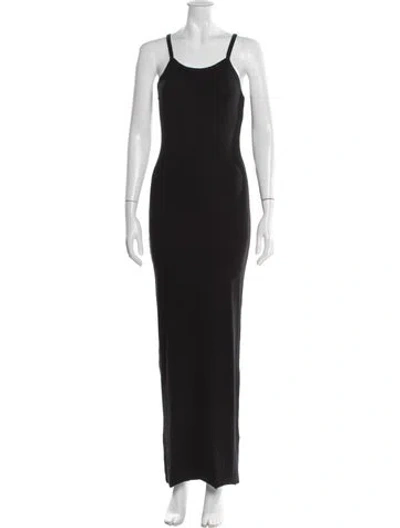 Pre-owned Éterne Scoop Neck Long Dress In Black