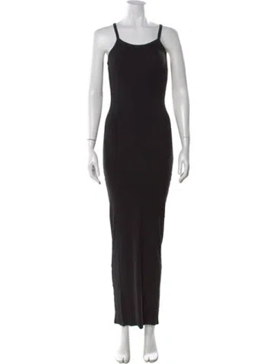Pre-owned Éterne Scoop Neck Long Dress In Black