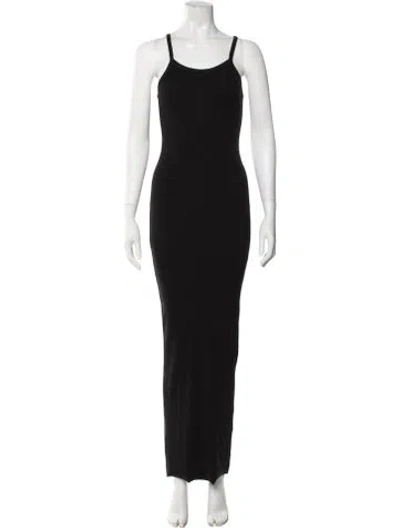 Pre-owned Éterne Scoop Neck Long Dress In Black