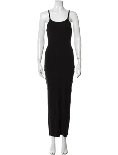 Pre-owned Éterne Scoop Neck Long Dress In Black
