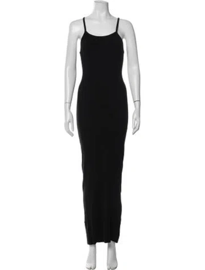 Pre-owned Éterne Scoop Neck Long Dress In Black