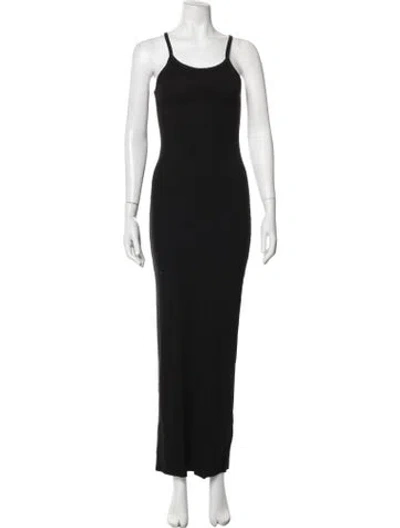 Pre-owned Éterne Scoop Neck Long Dress In Black