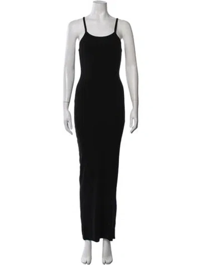 Pre-owned Éterne Scoop Neck Long Dress In Black