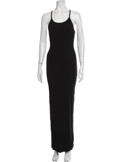 Pre-owned Éterne Scoop Neck Long Dress In Black