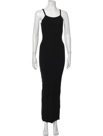 Pre-owned Éterne Scoop Neck Long Dress In Black