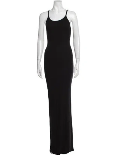 Pre-owned Éterne Scoop Neck Long Dress In Black