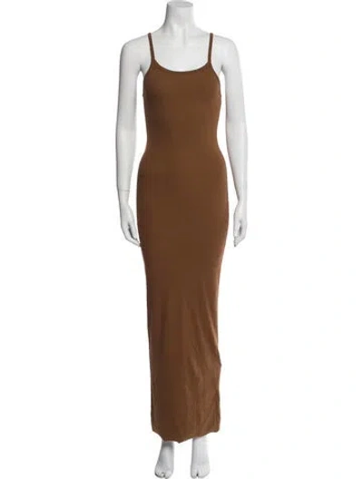 Pre-owned Éterne Scoop Neck Long Dress In Brown