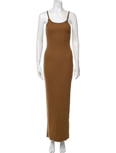 Pre-owned Éterne Scoop Neck Long Dress In Brown