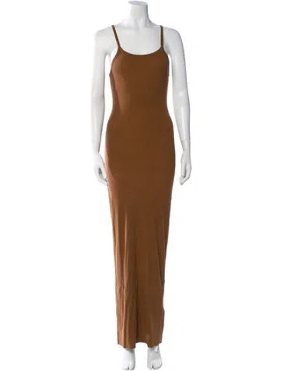 Pre-owned Éterne Scoop Neck Long Dress In Brown