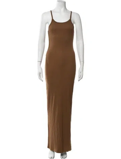 Pre-owned Éterne Scoop Neck Long Dress In Brown
