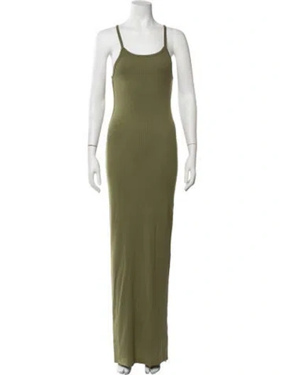 Pre-owned Éterne Scoop Neck Long Dress In Green