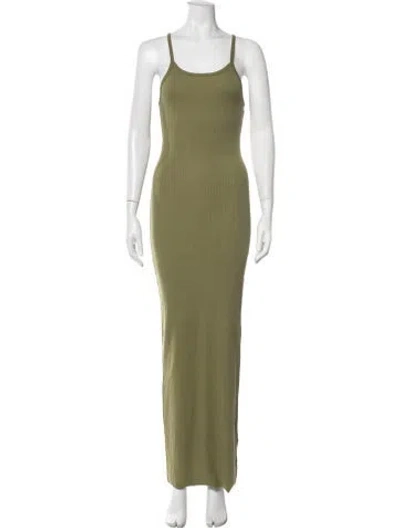 Pre-owned Éterne Scoop Neck Long Dress In Green