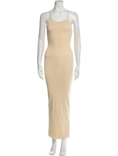 Pre-owned Éterne Scoop Neck Long Dress In Neutral