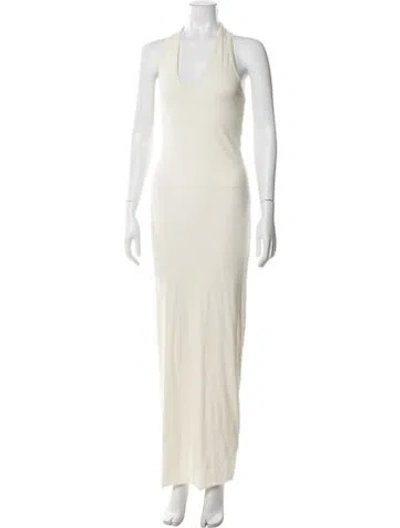 Pre-owned Éterne Scoop Neck Long Dress In Neutral