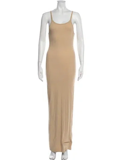 Pre-owned Éterne Scoop Neck Long Dress In Neutrals