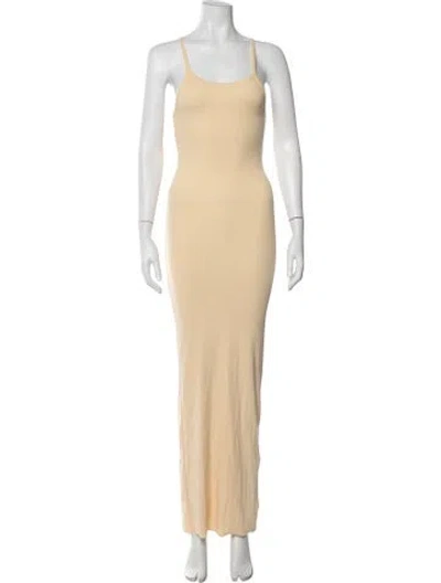Pre-owned Éterne Scoop Neck Long Dress In Neutrals