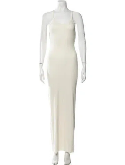 Pre-owned Éterne Scoop Neck Long Dress In Neutrals