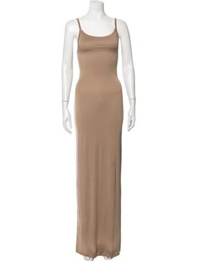 Pre-owned Éterne Scoop Neck Long Dress In Neutrals