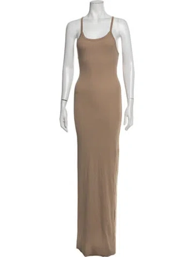 Pre-owned Éterne Scoop Neck Long Dress In Neutrals
