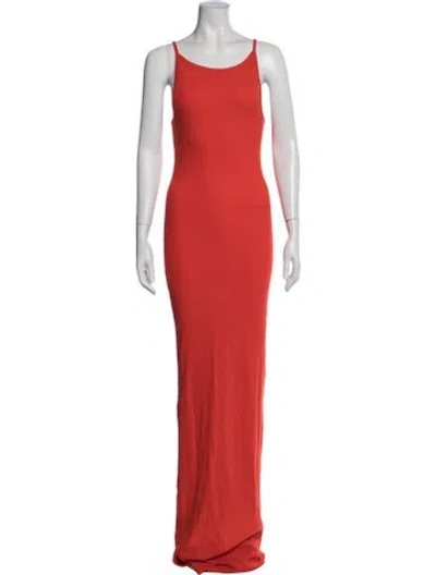 Pre-owned Éterne Scoop Neck Long Dress In Orange