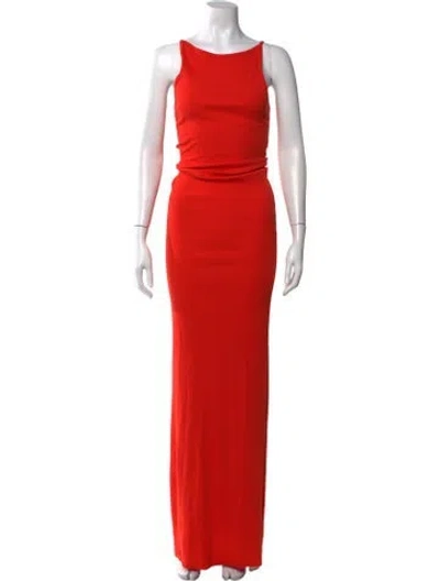 Pre-owned Éterne Scoop Neck Long Dress In Orange
