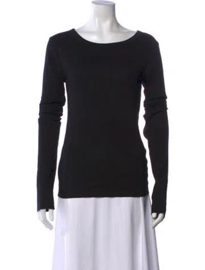 Pre-owned Éterne Scoop Neck Long Sleeve Top In Black