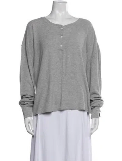 Pre-owned Éterne Scoop Neck Long Sleeve Top In Grey