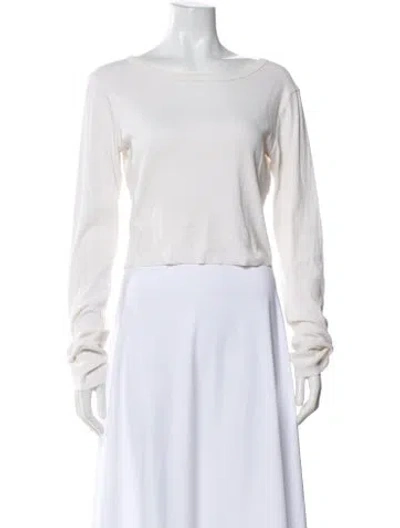 Pre-owned Éterne Scoop Neck Long Sleeve Top In Neutral
