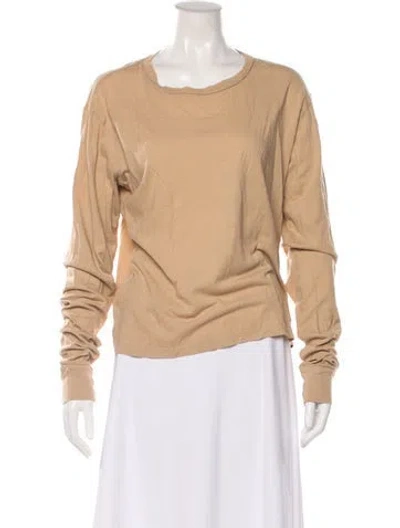 Pre-owned Éterne Scoop Neck Long Sleeve Top In Neutral