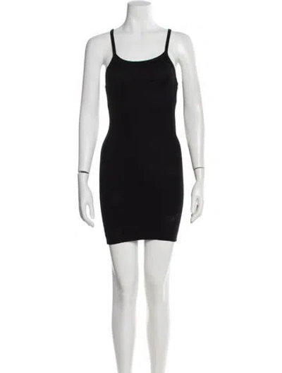 Pre-owned Éterne Scoop Neck Mini Dress In Black