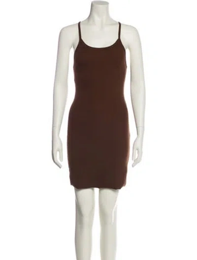 Pre-owned Éterne Scoop Neck Mini Dress In Brown